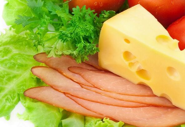 Cheese meat and vegetables for Dukan diet